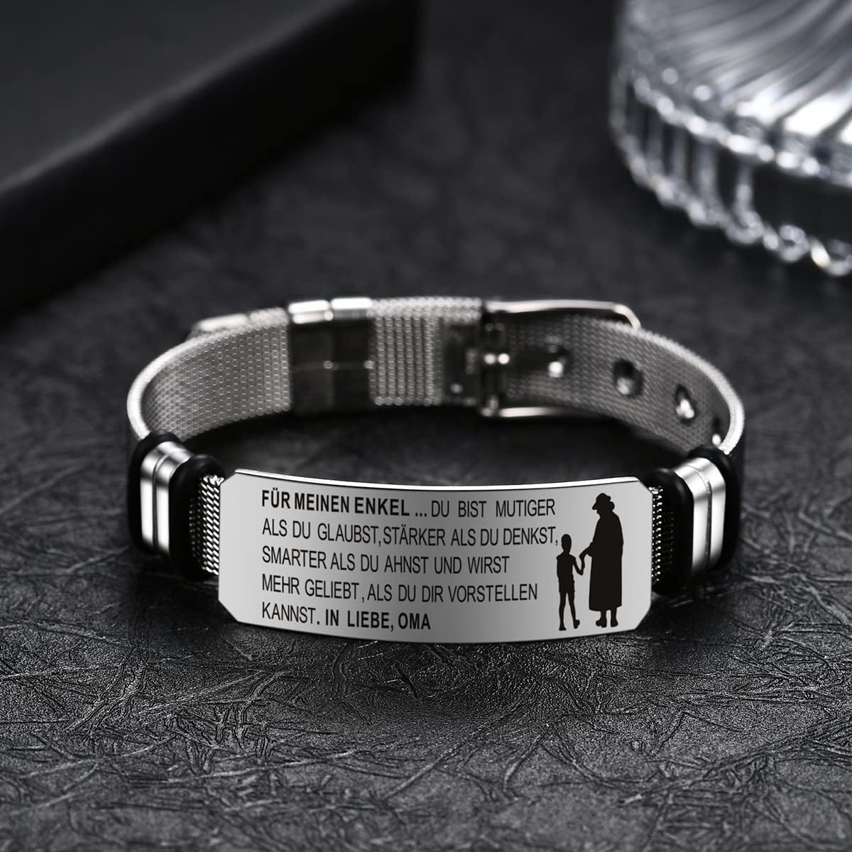 Thumbnail 6 de YOTHIWAD personalisiertes Armband mit Gravur für Enkelin/Enkel – verstellbar, 316L Edelstahl, inspirierendes Zitat