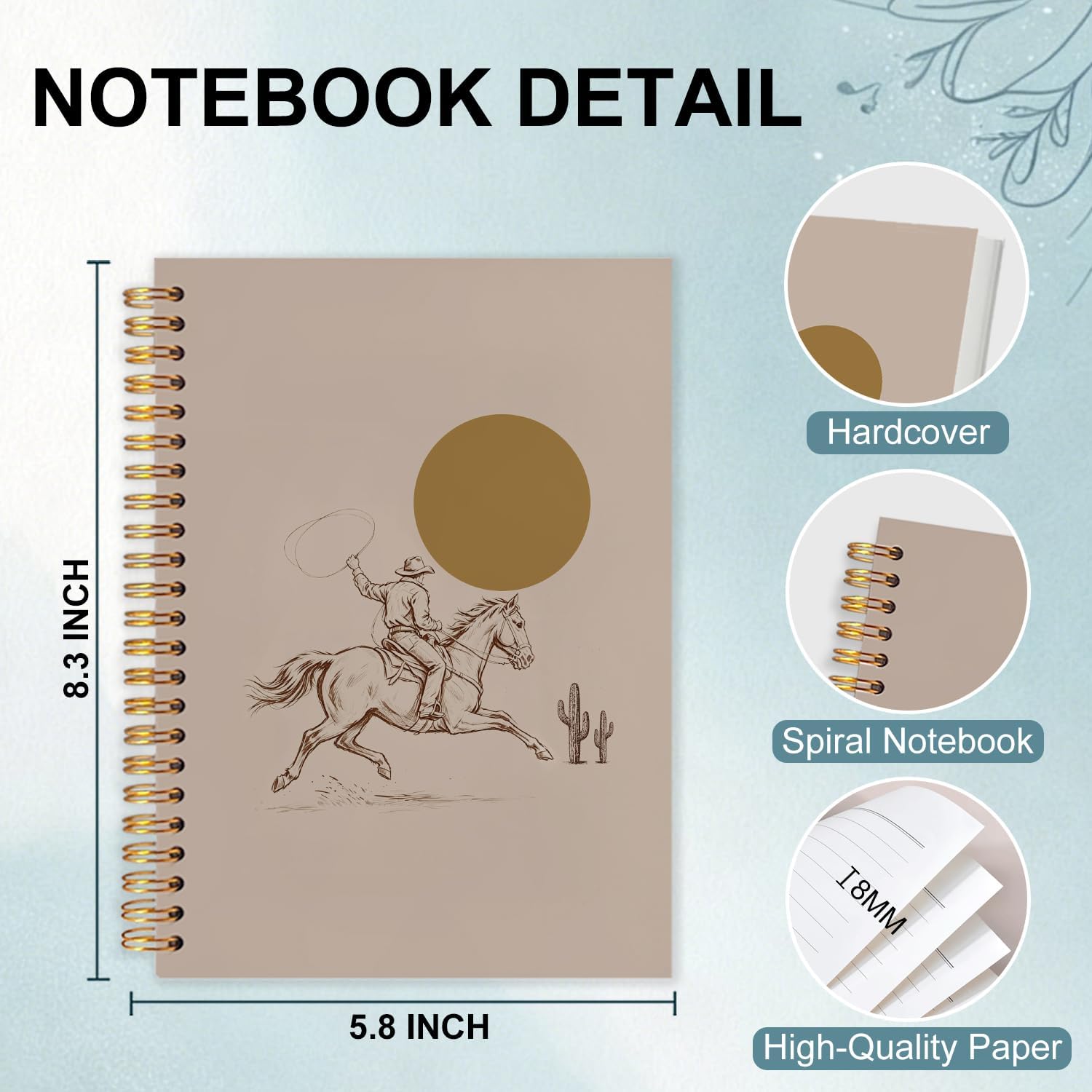 Detalle de MDFURDG Western Spiral Notebook, 5.5 x 8.3