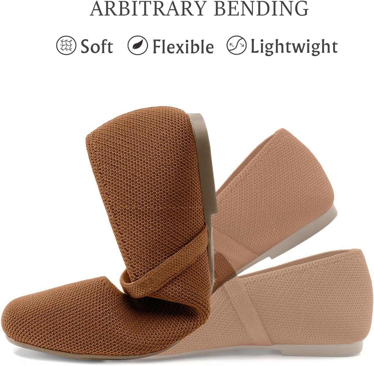 Detalle de Soesyi Knit Flats for Women: Square Toe with Adjustable Ankle Strap
