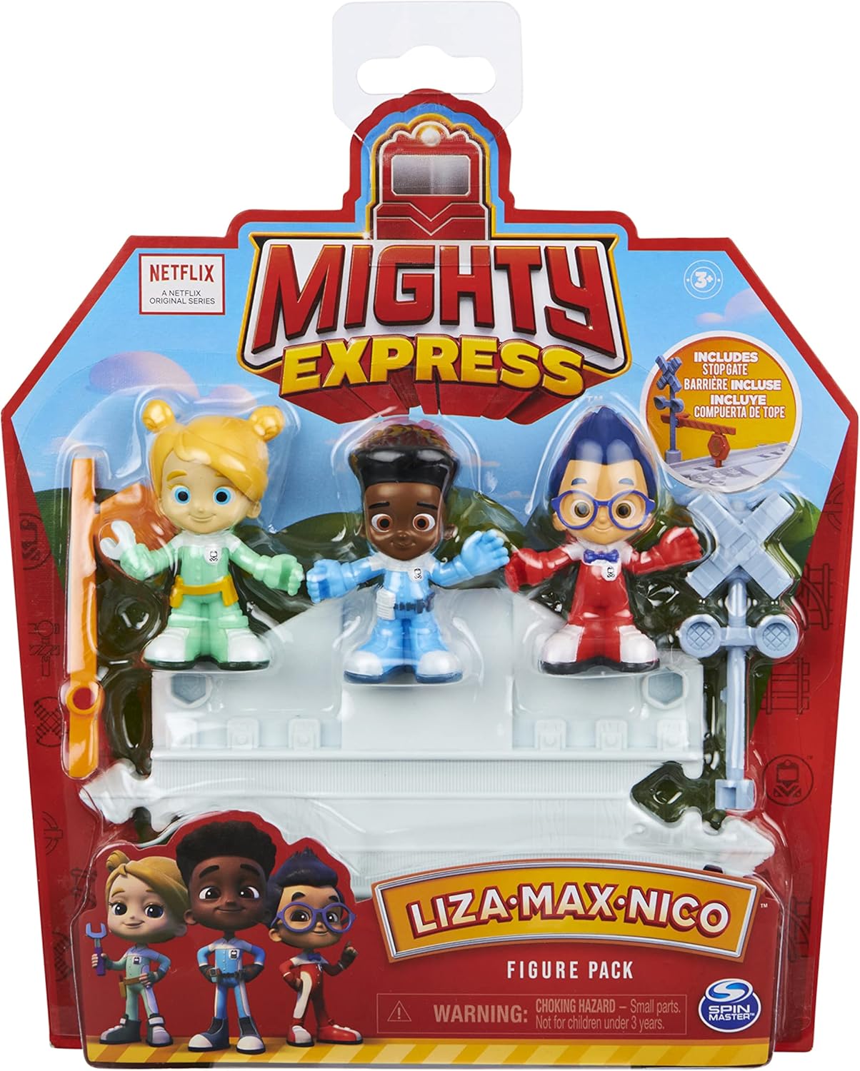 Detalle de Mighty Express — lot de 3 figurines pour enfants (avec piste et barrière), à partir de 3 ans