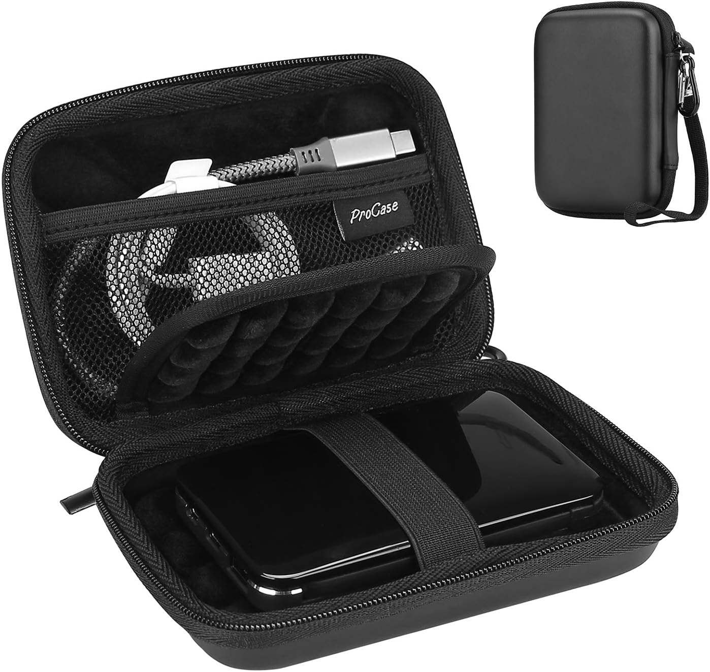Detalle de ProCase Portable External Hard Drive Case (2.5-inch) with lanyard and cable pockets