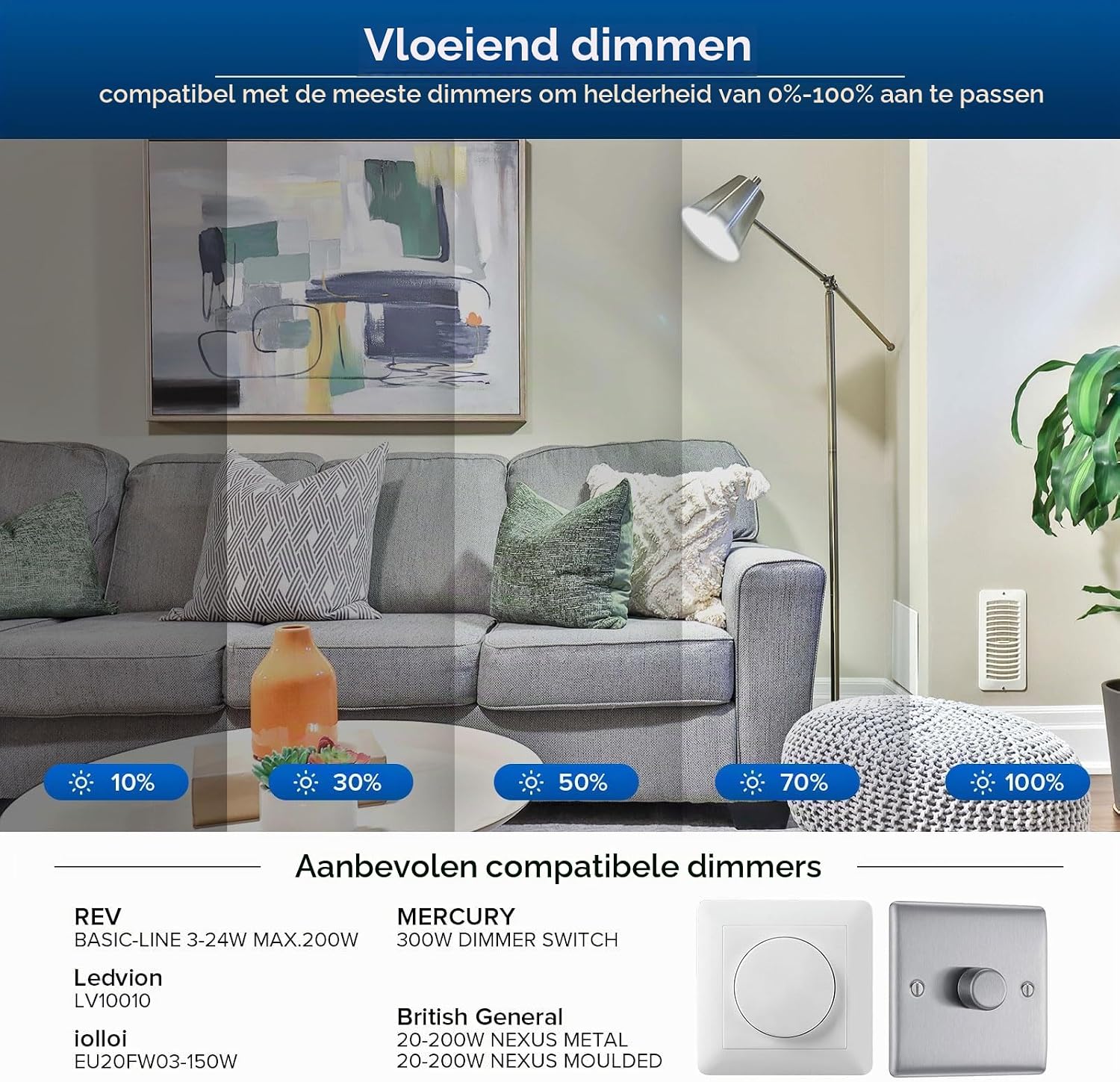 Detalle de SANSI 17W dimbare E27-ledlamp A19, 2.500 lumen, 5000K en 270°