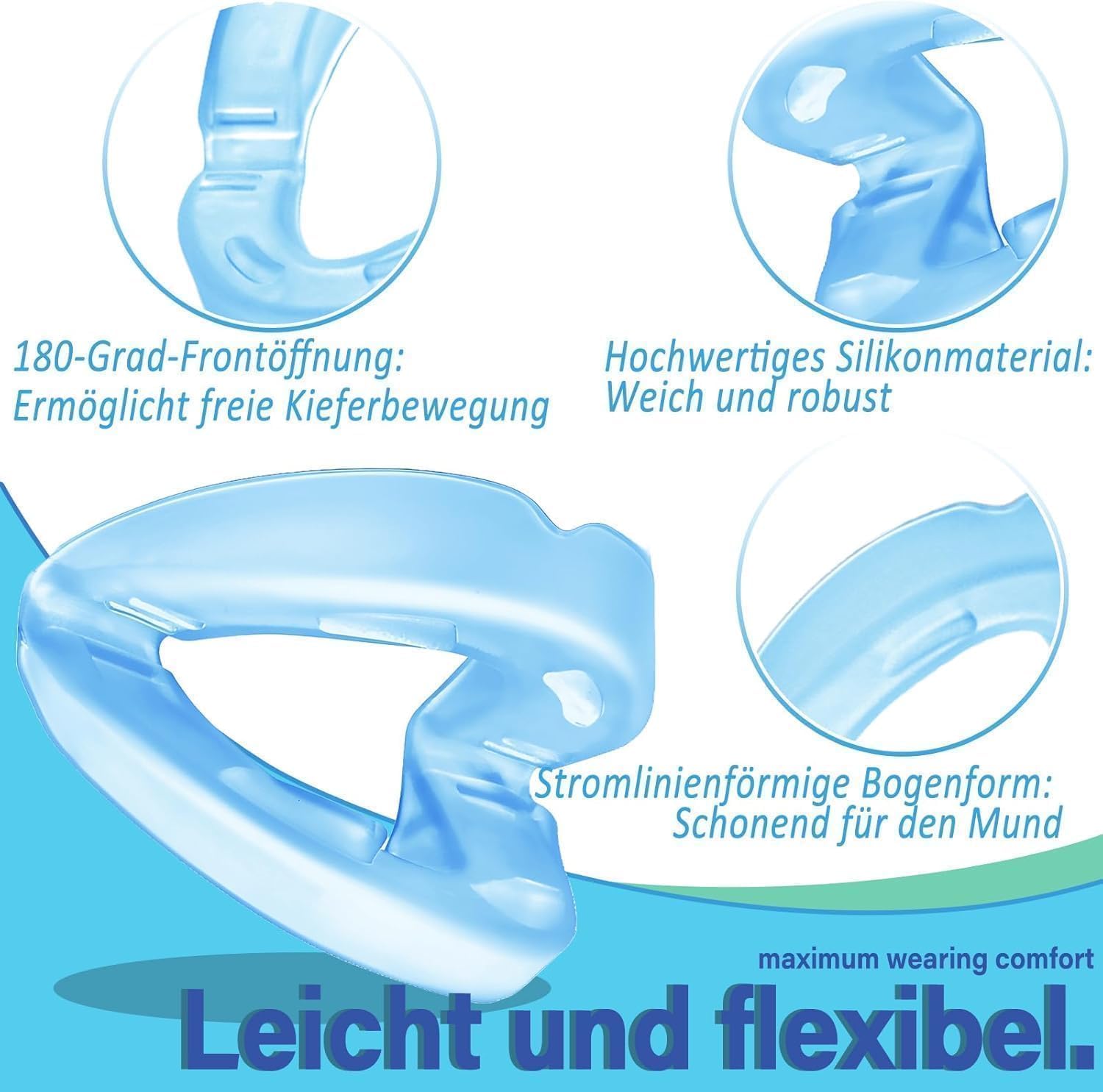 Detalle de AIOUTGOGO Anti Schnarch Schiene Mattblau