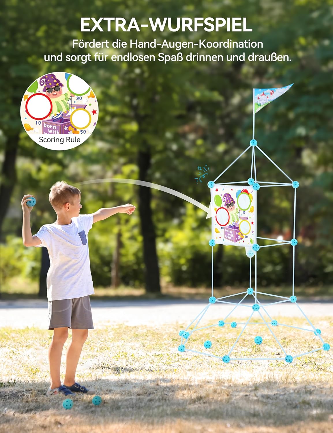 Detalle 2 de besrey Höhle Bauen Kinder – 144PCS Konstruktionsspielzeug mit Wurfspiel