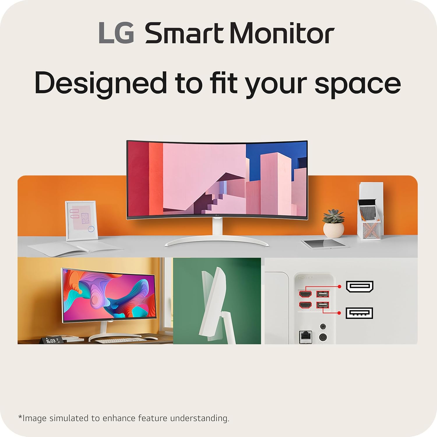 Thumbnail 5 de LG 34SR60QC-W 34-inch Curved QHD Smart Monitor (3440x1440) with webOS, HDR10, AirPlay 2, and Bluetooth