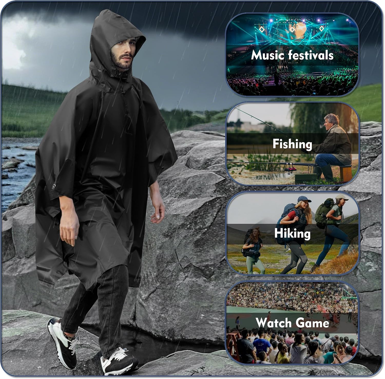 Thumbnail 6 de Sensong Poncho Pluie Imperméable 3-en-1 Capuche