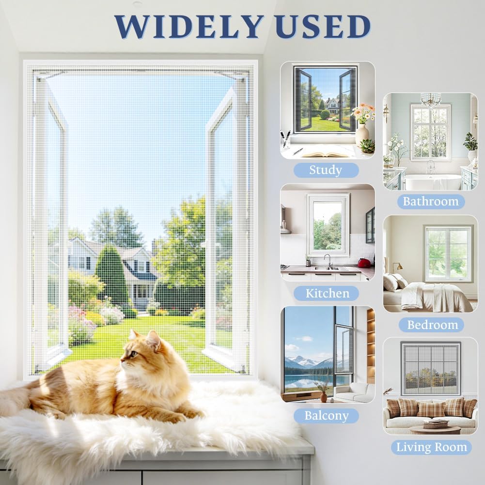 Thumbnail 6 de AOOWU 5699844 Window Fly Screen, 100 x 130 cm Fine Mesh, White