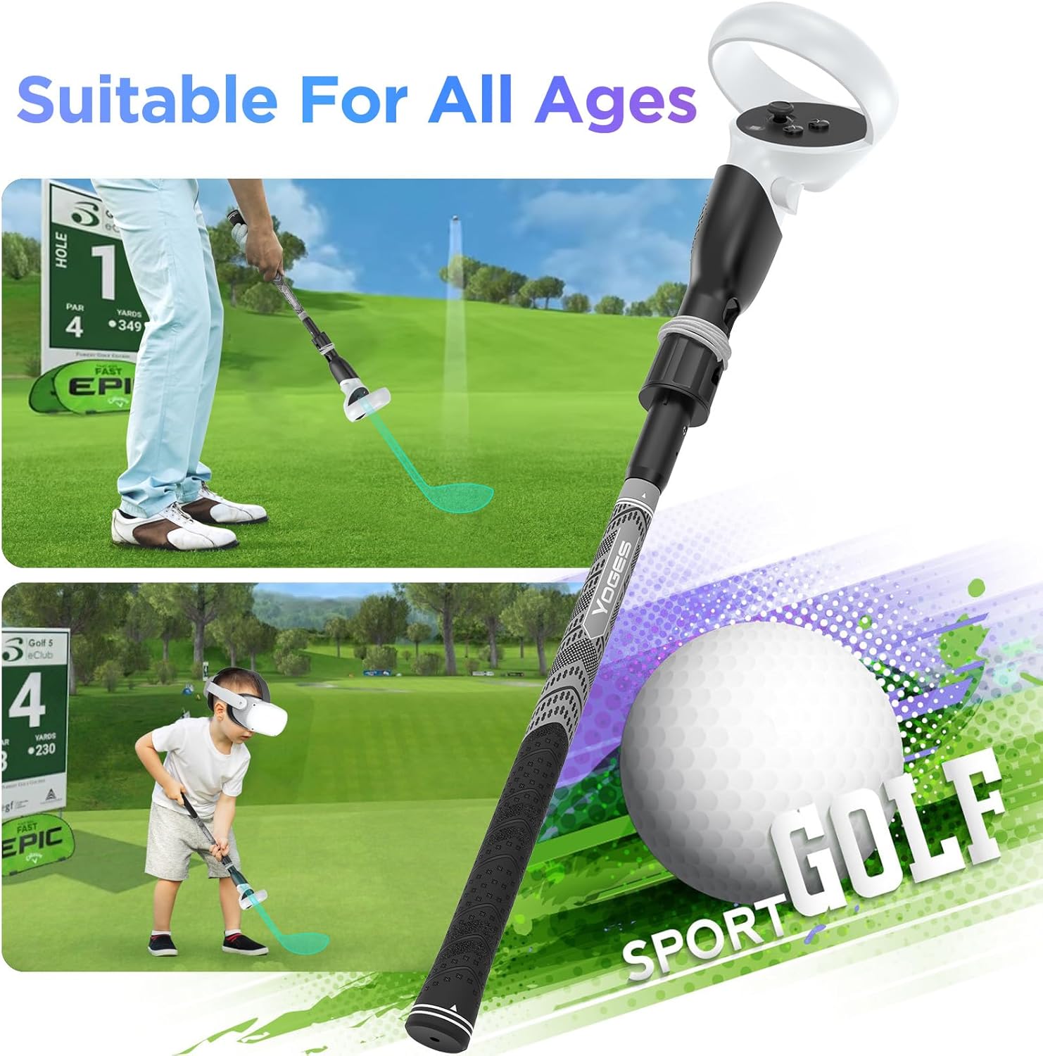 Detalle 2 de YOGES VR Golf Club Handle for Oculus Quest 2