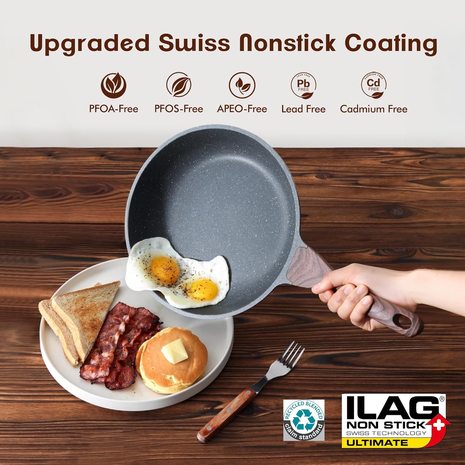 Thumbnail 1 de SENSARTE Nonstick Frying Pan Skillets (Swiss Granite Coating) 2-Pan Set, 8 & 10 Inch