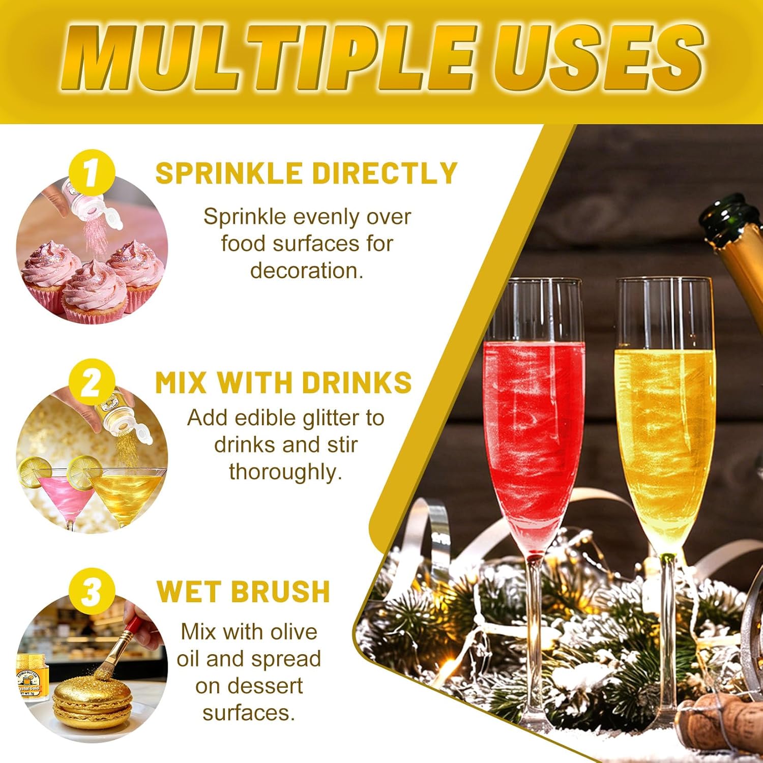 Thumbnail 4 de Betifood 16-Color Edible Glitter for Drinks, Cakes, and Icing