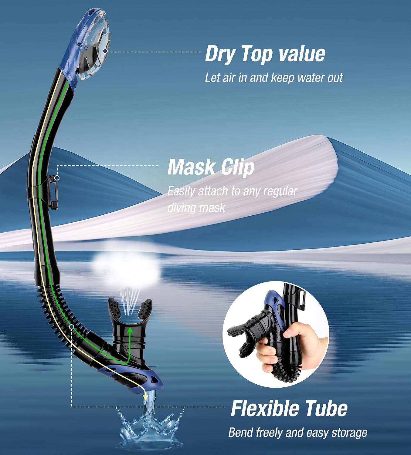 Detalle de Aegend Dry Snorkel with Silicone Mouthpiece