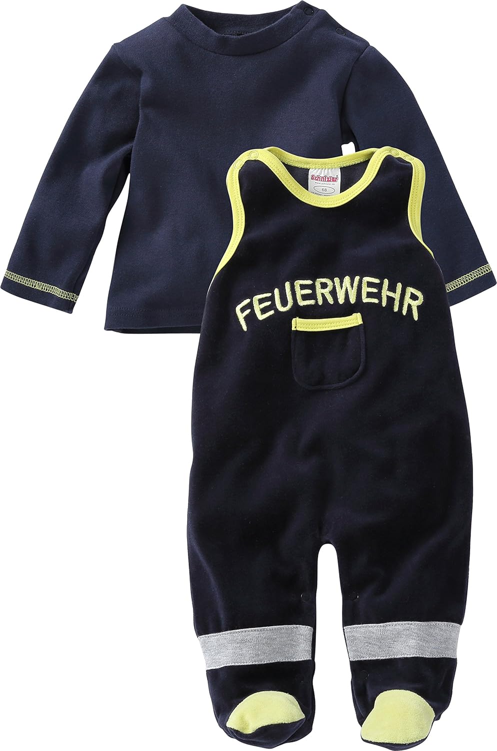 Detalle de Ensemble bébé Playshoes Nicki Fire Department – barboteuse + chemise à manches longues