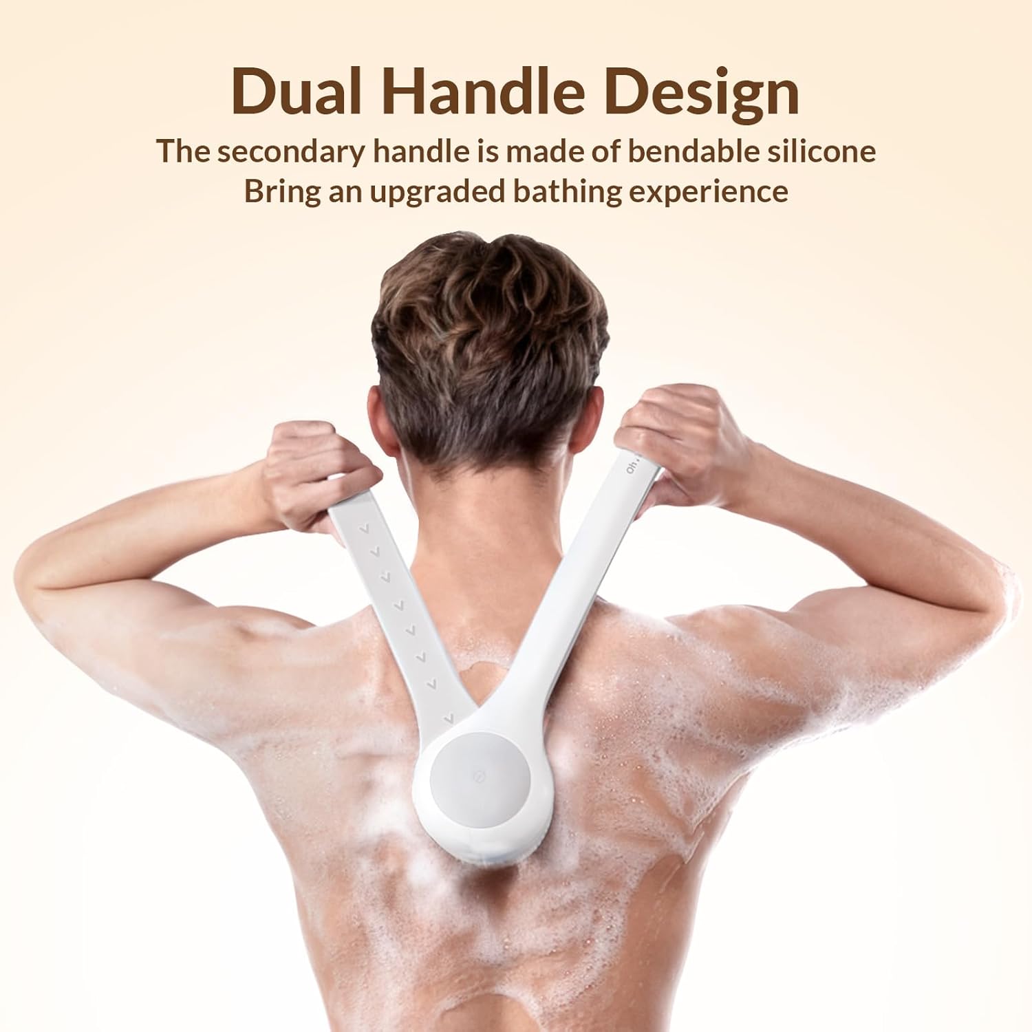 Detalle de Oh,XIYU Electric Back Scrubber (3-in-1) – IPX7 waterproof rechargeable dry brush with lotion applicator