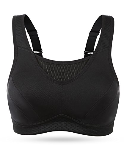 Detalle 2 de Wingslove Soutien-Gorge Sport Femme Grande Taille Impact Élevé sans Armature Non Rembourré – Noir, 95D
