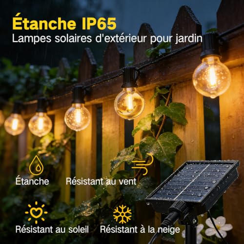 Thumbnail 1 de Guirlande Lumineuse Exterieure Solaire 15M ArsMotin – 17+1 LED G40 IP65 avec Télécommande