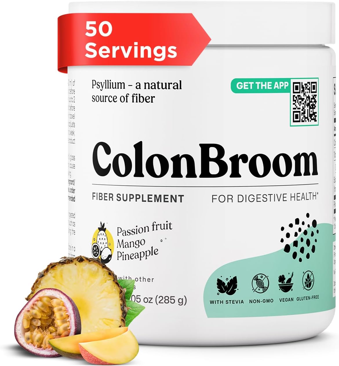 Detalle de ColonBroom Psyllium Fiber Powder, 50 Servings