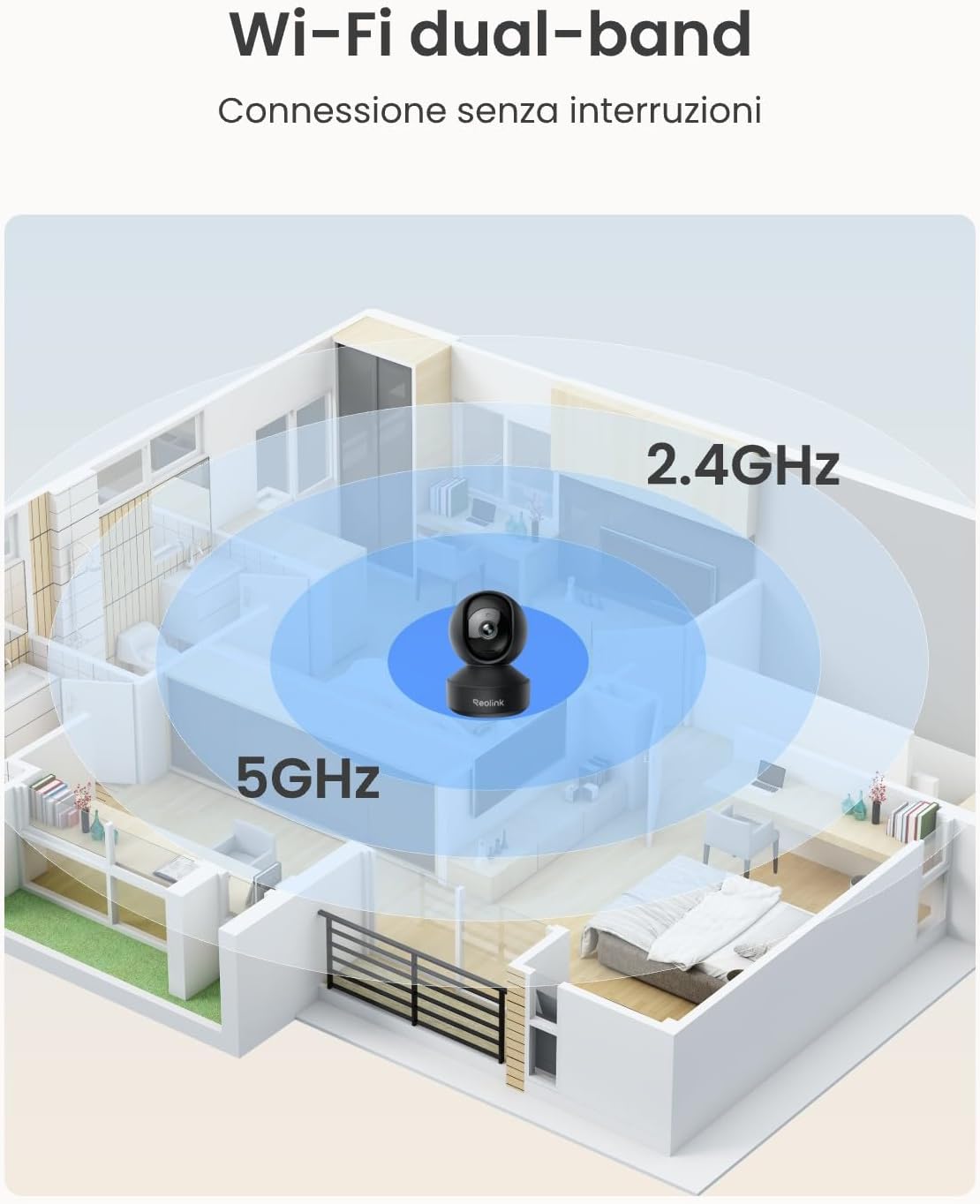 Thumbnail 4 de Reolink E1 Pro 5MP WiFi interno a doppia banda 2.4/5 GHz con rilevamento IA e 360°