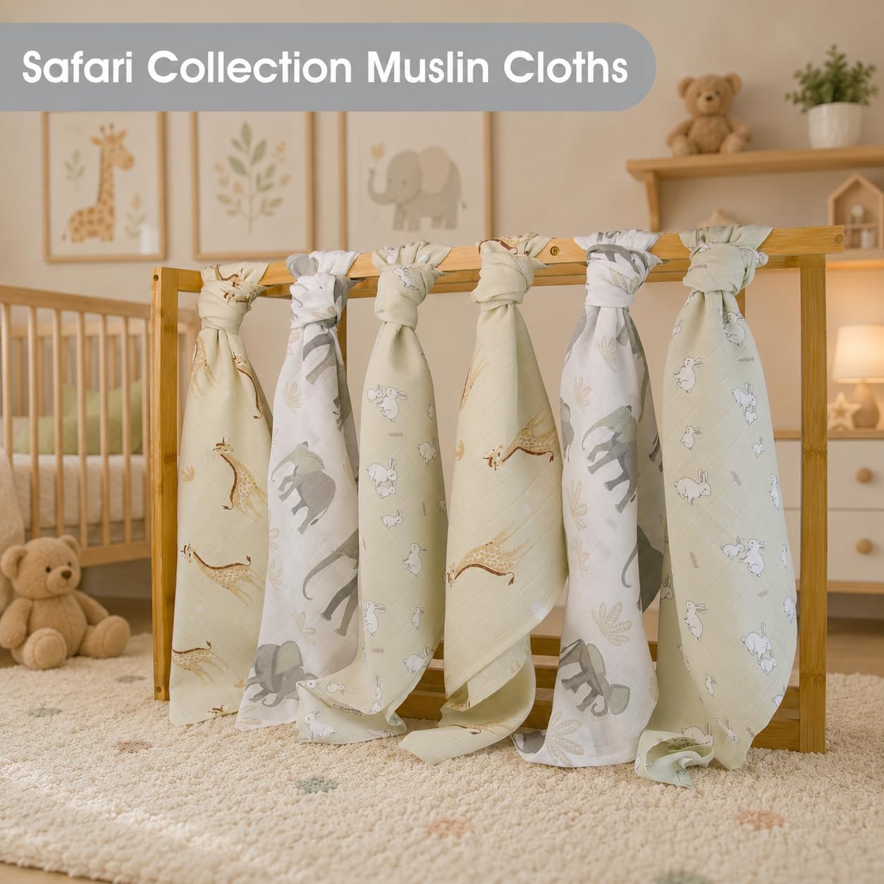 Thumbnail 1 de Large Baby Muslin Cloths Pack of 6 70 x 70 cm