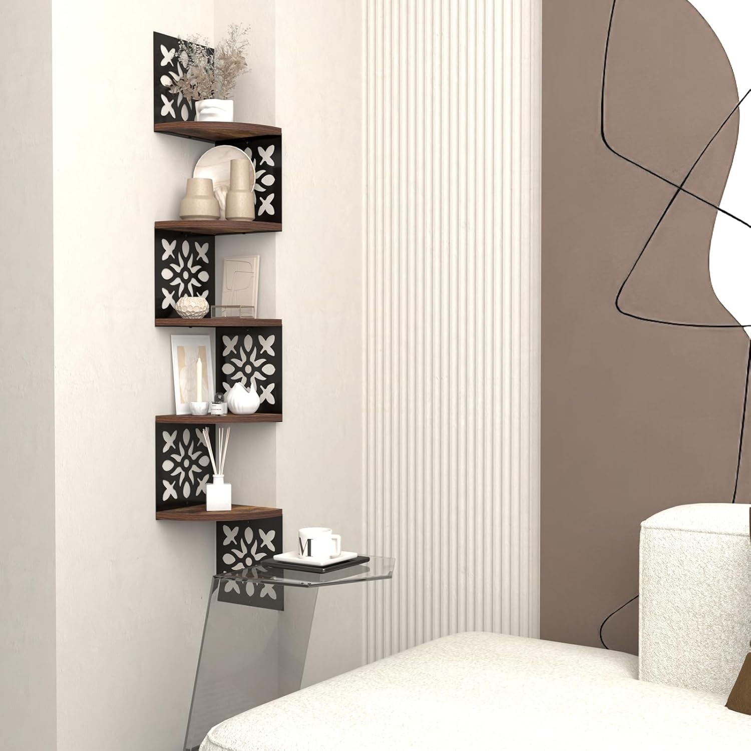 Thumbnail 6 de Vasemouh Five-Tier Wooden Corner Shelf