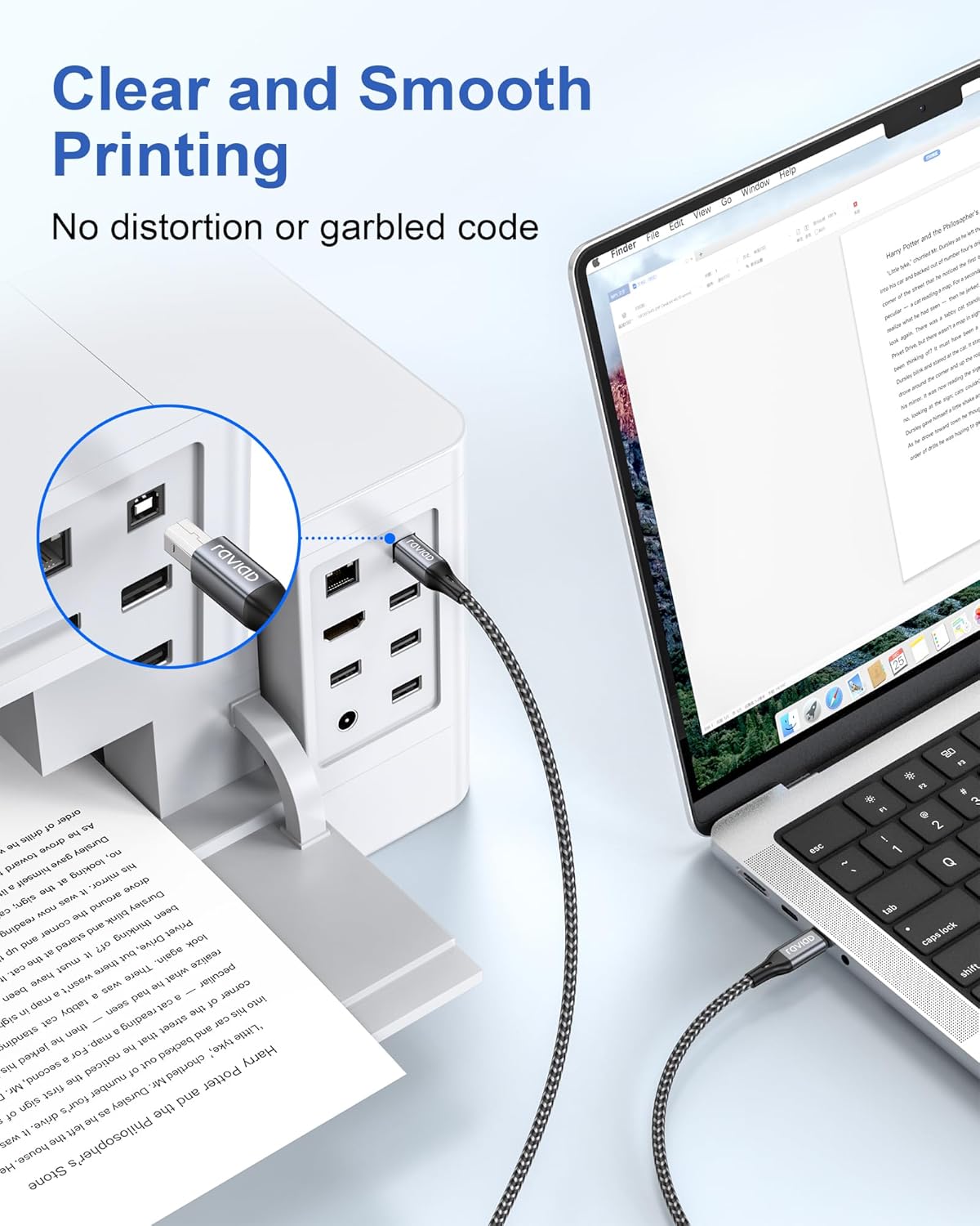 Thumbnail 4 de RAVIAD USB C Drucker Kabel 2M