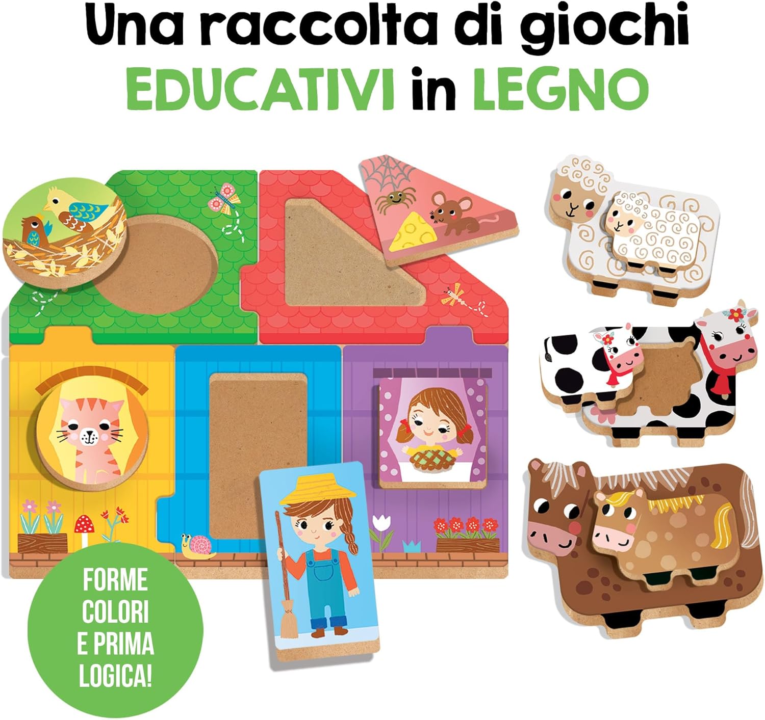 Detalle de HEADU Primi Giochi in Legno – Forme, Colori e Prima Logica: gioco educativo in legno 1–4 anni