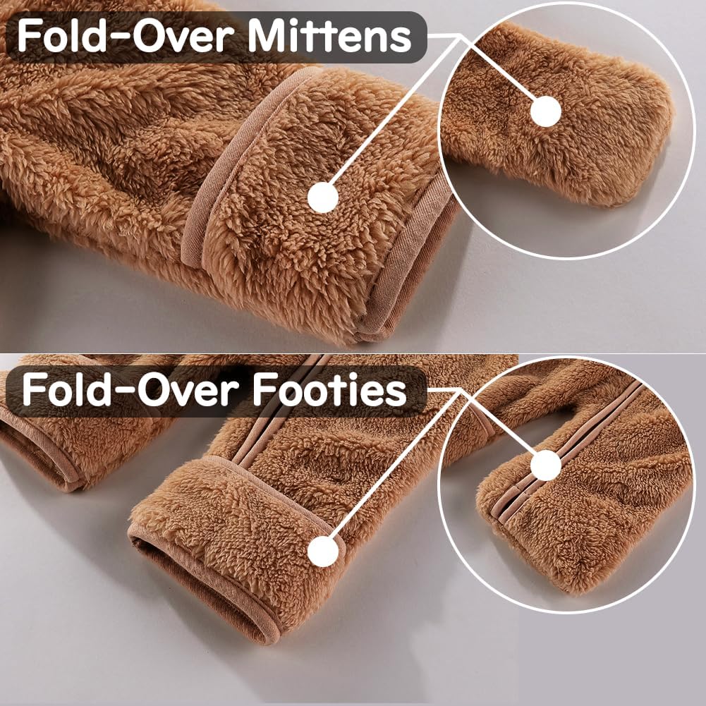 Thumbnail 1 de Fairy Baby bear hooded footed snowsuit with fold-down mittens for newborns