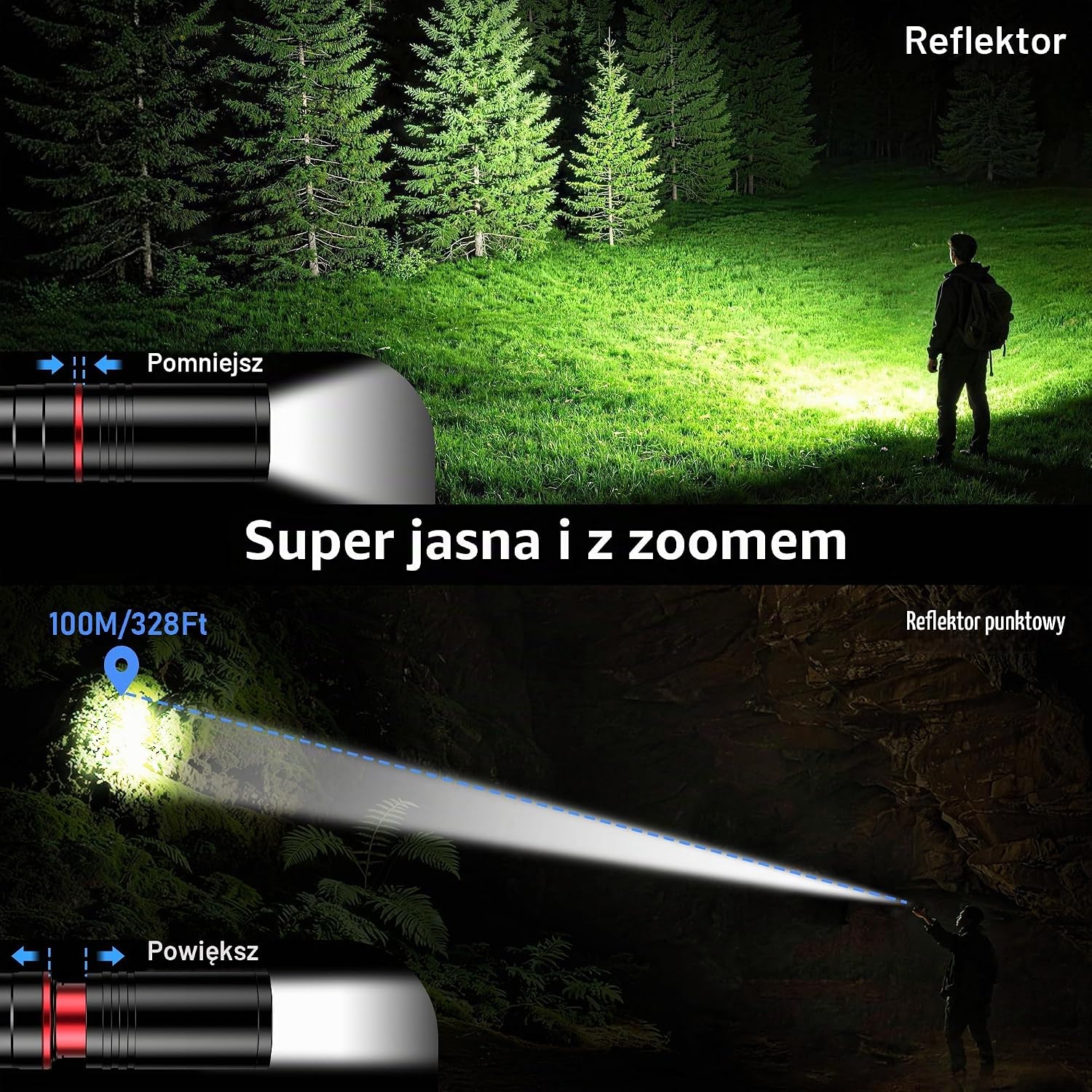 Detalle de Blukar K9171 – latarka długopisowa LED, 4 tryby i regulowana ostrość
