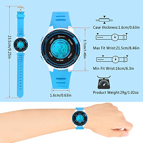 Thumbnail 5 de Juboos reloj electrónico para niños con luces LED, alarma y cronómetro (resistente al agua 5ATM)