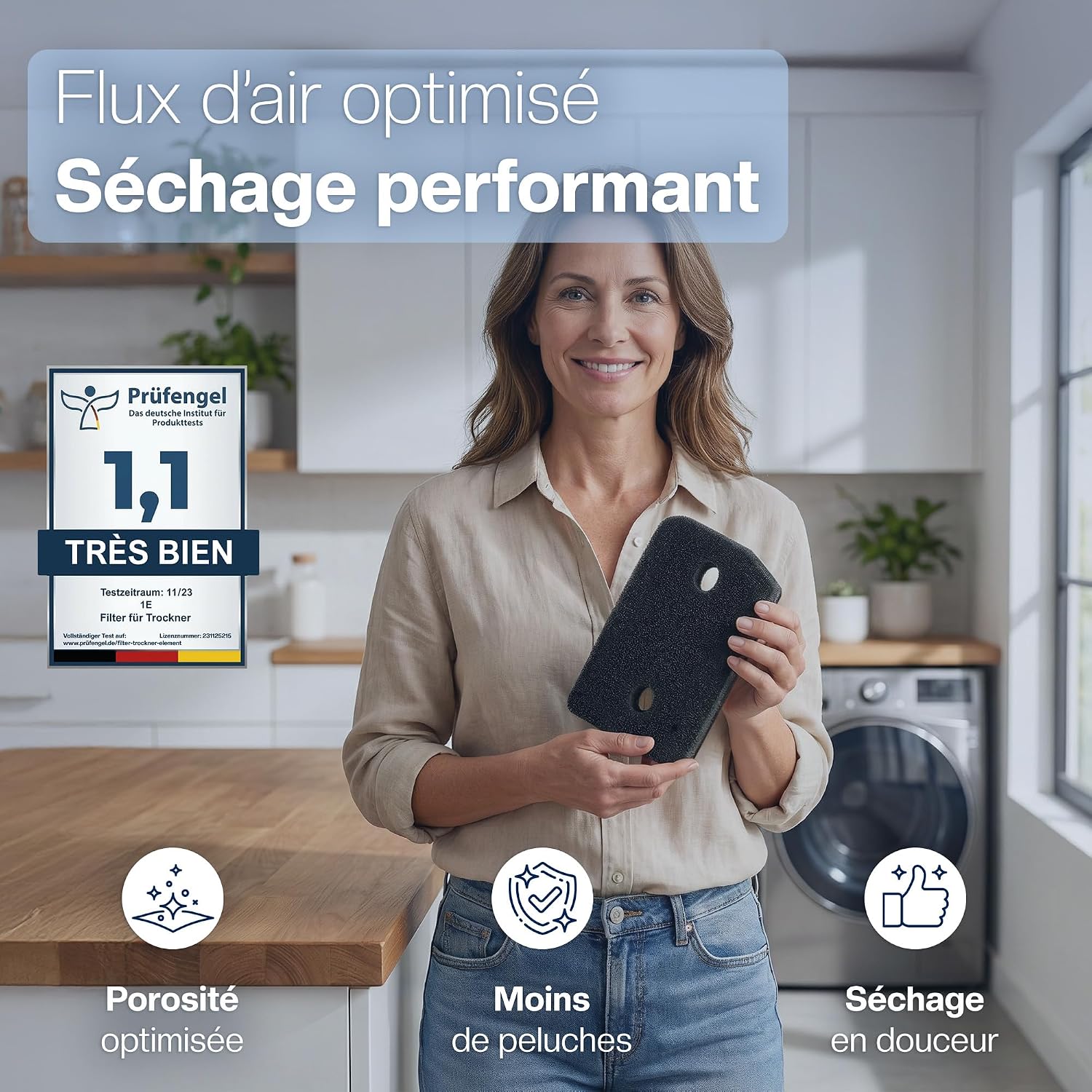 Detalle de Filtre pour sèche-linge Miele T1 – remplace 9164761 (1E)