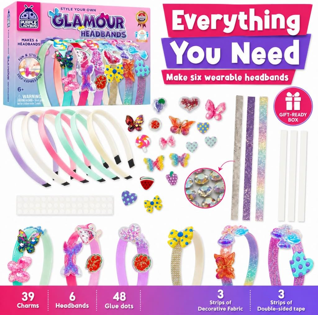 Detalle de PURPLE LADYBUG headband making kit for kids