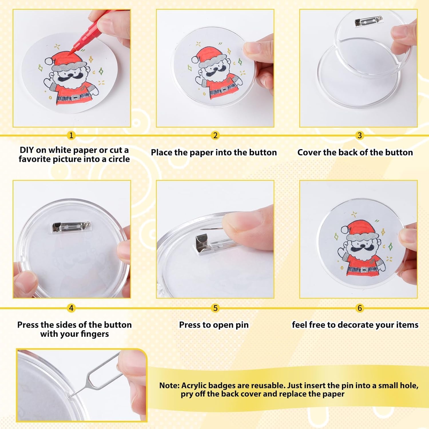 Thumbnail 5 de DIY Button Maker Acryl 40 Stück