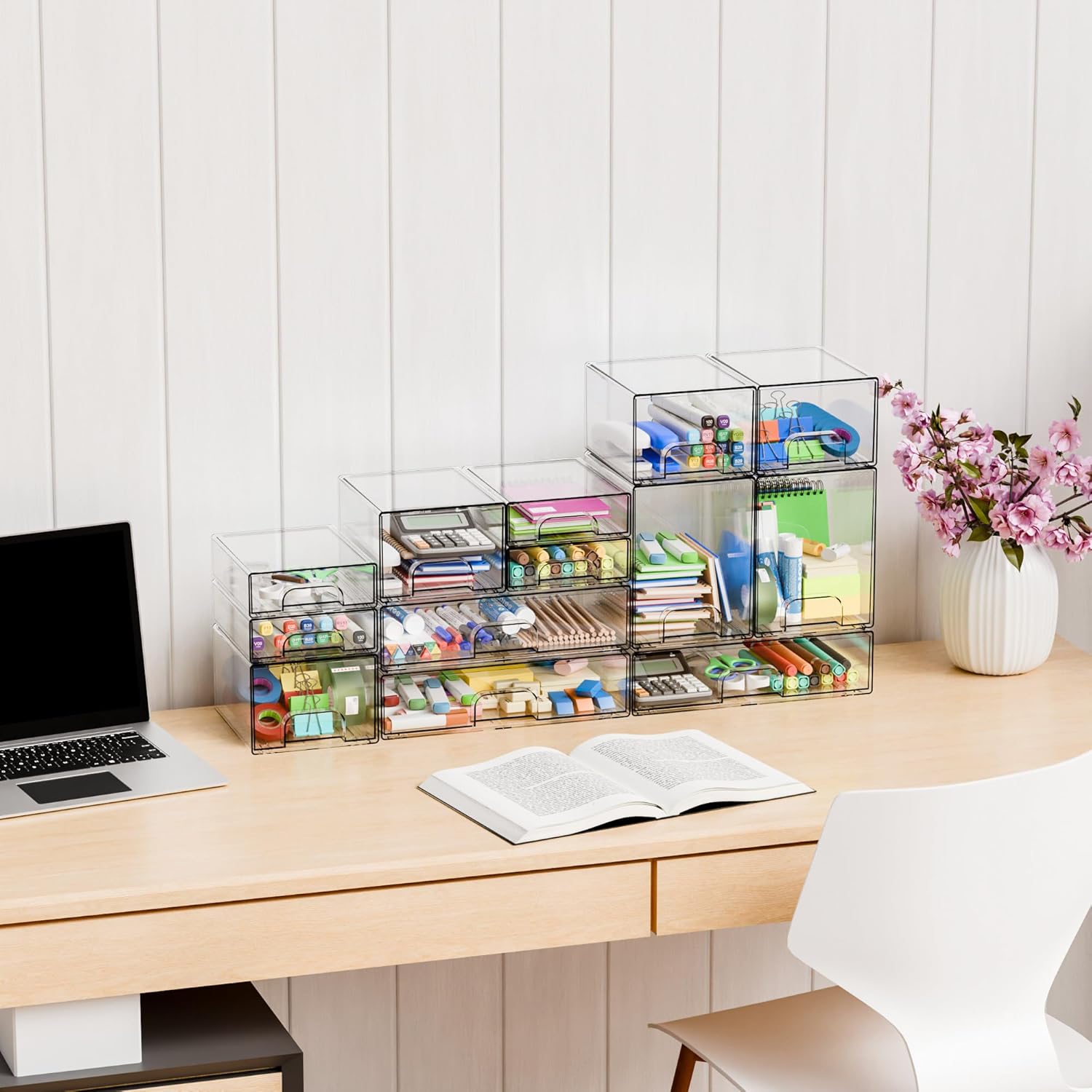 Thumbnail 5 de Yieach 4 Pack Clear Stackable Storage Drawers
