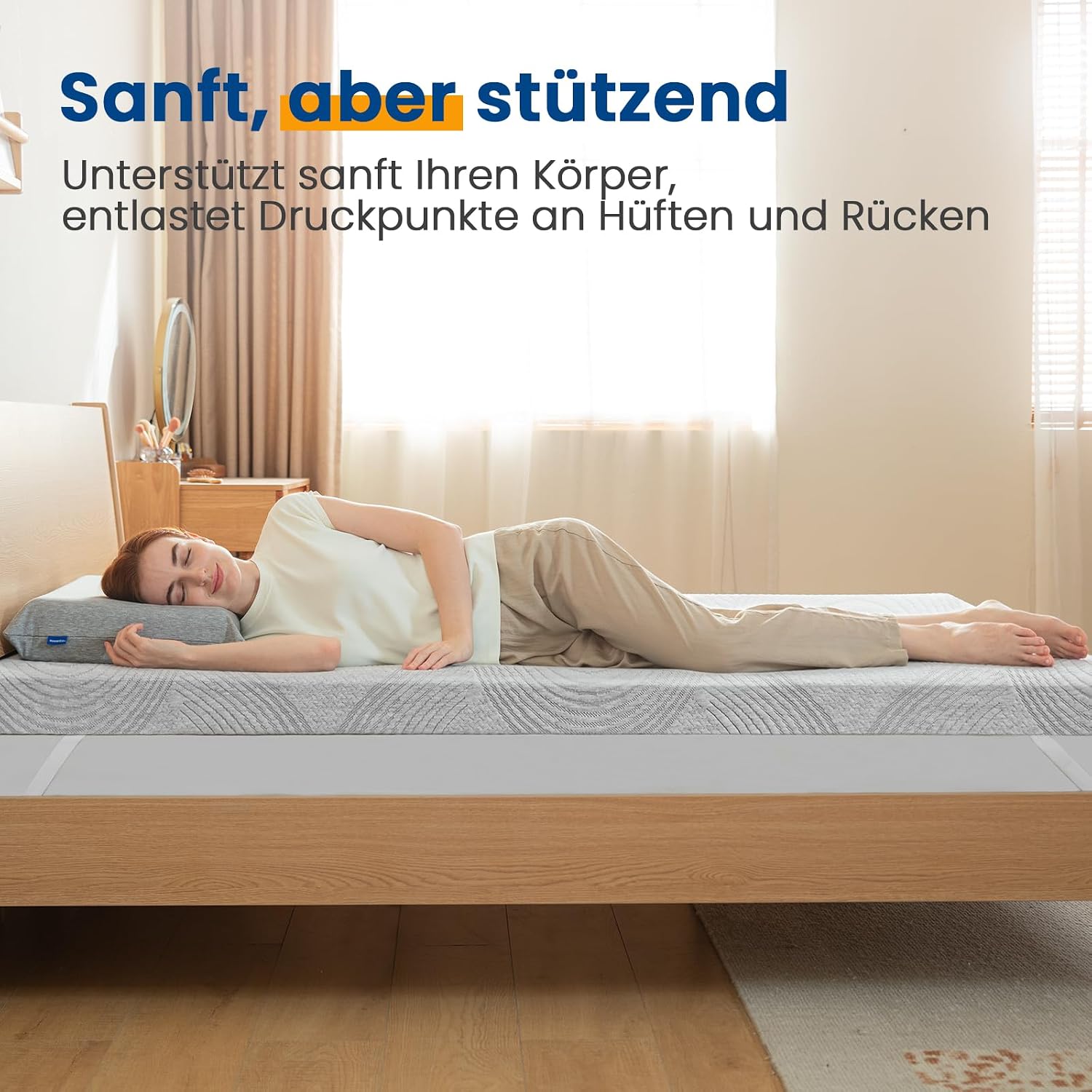 Detalle de NewentorLife 7cm Topper 160x200cm H3/H4 – atmungsaktiv, ÖKO-TEX zertifiziert und waschbar