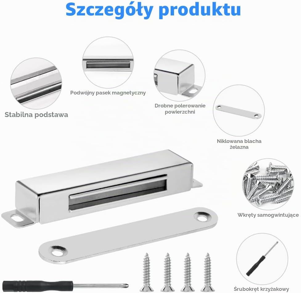 Detalle de Ainiv F5-3588259 – 2 duże zamknięcia magnetyczne ze stali nierdzewnej 304