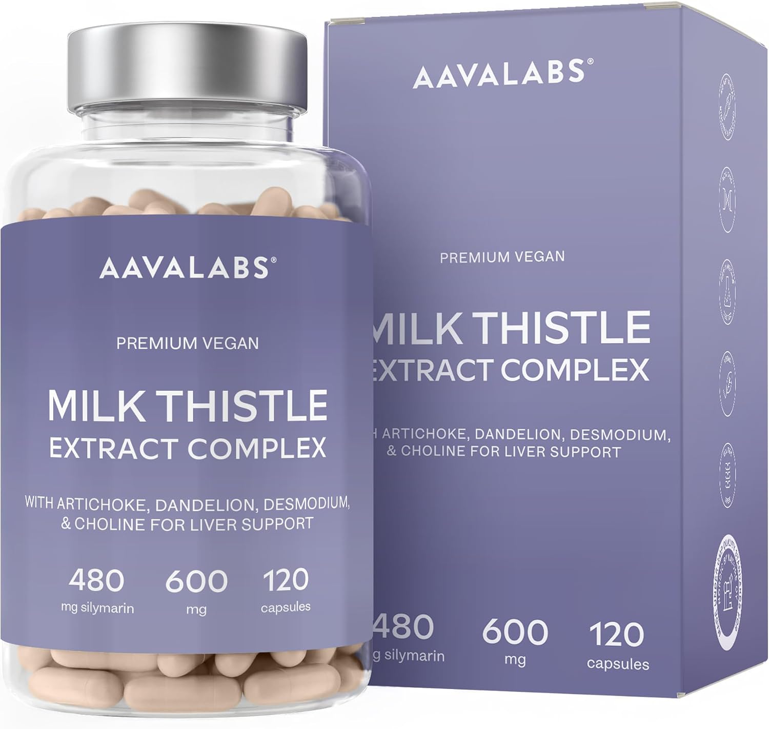 Detalle de AAVALABS Mariadistelcomplex, 120 tabletten met 80% silymarine en kruidenmix