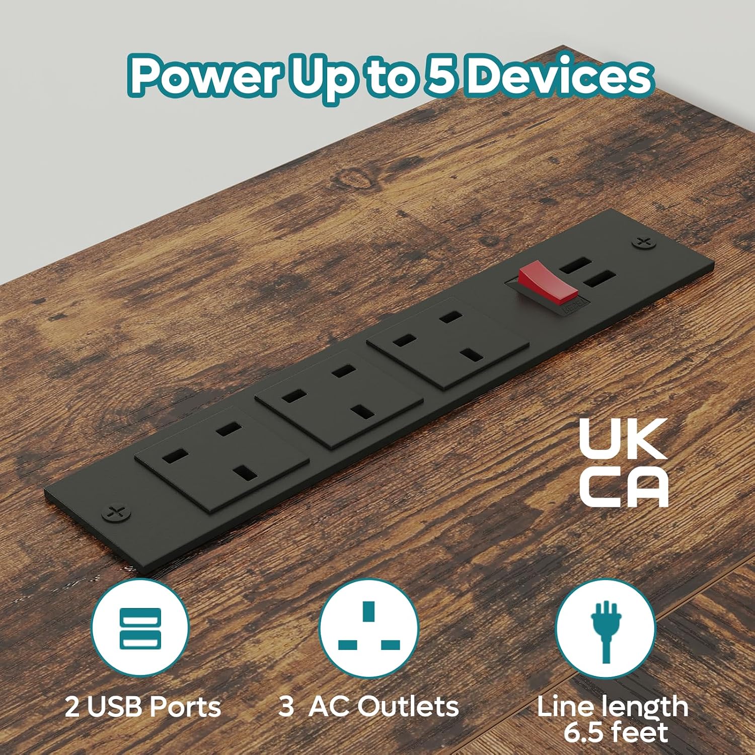 Thumbnail 4 de Bestier 132.5cm L-Shaped Desk with Power Ports