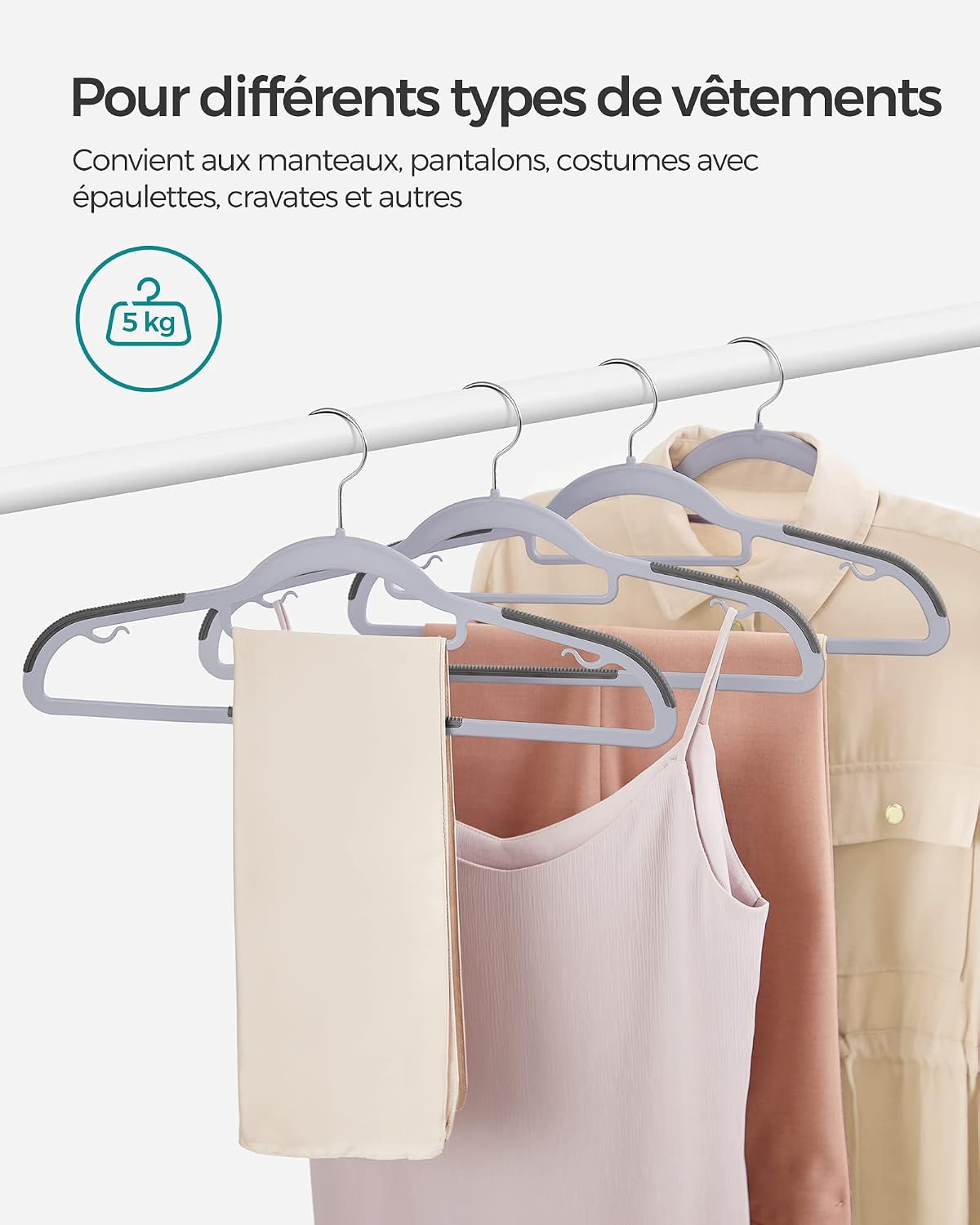 Thumbnail 6 de SONGMICS CRP20G50 kleerhangers, set van 50, 42 cm, antislip en draaibare haak