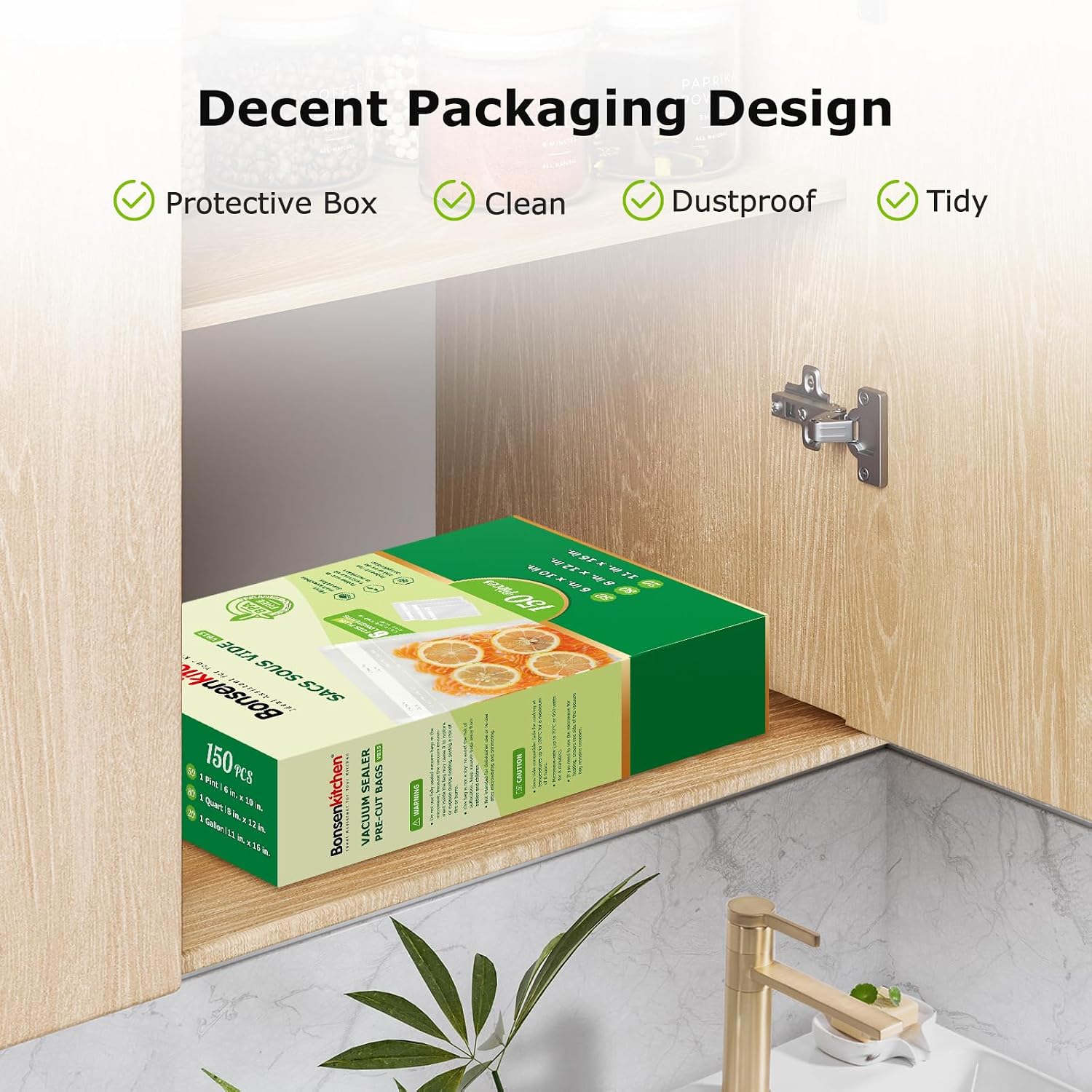 Detalle de Bonsenkitchen Vacuum Sealer Bags, 150 Count