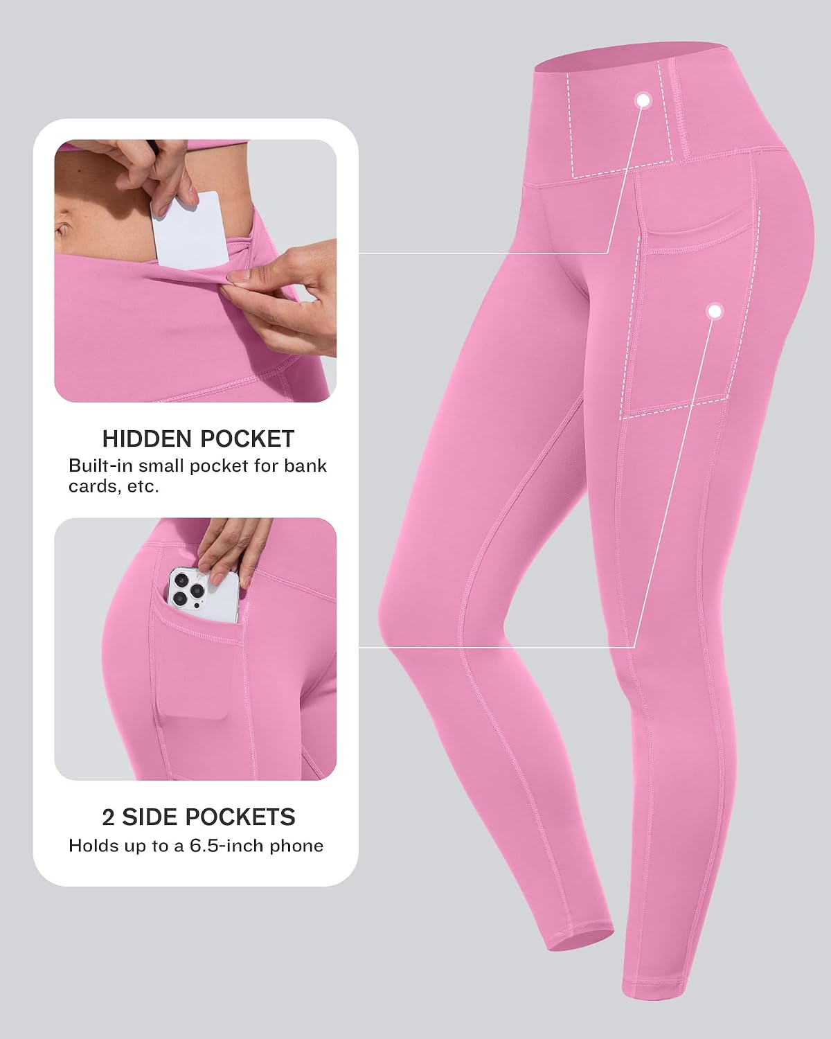 Detalle de CHRLEISURE High-Waist Pocket Yoga Pants for Women 🧘♀