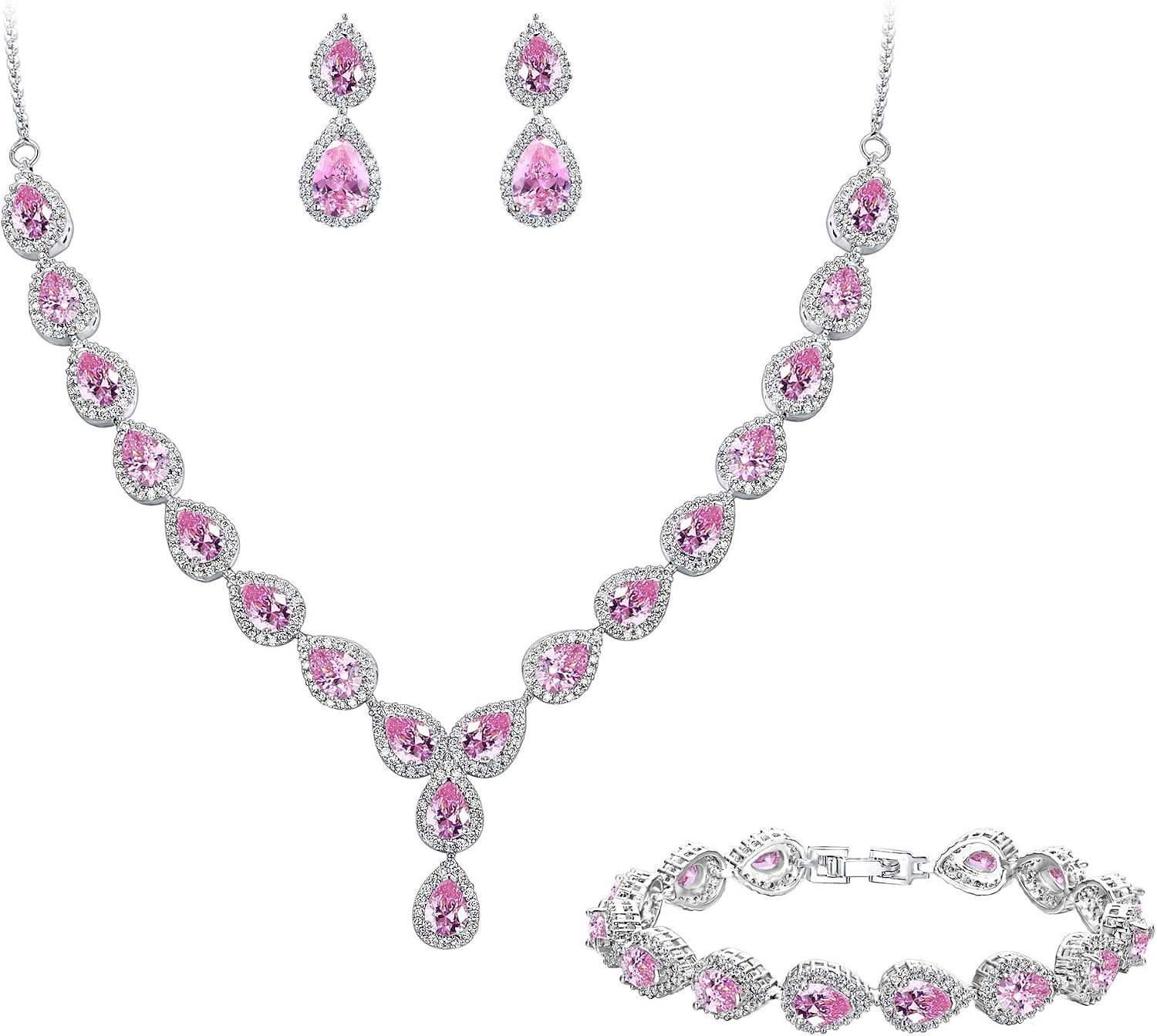 Thumbnail 6 de Clearine Femme Mariage Parure Goutte Cubic Zircon Infinity – Boucles d'oreilles en strass