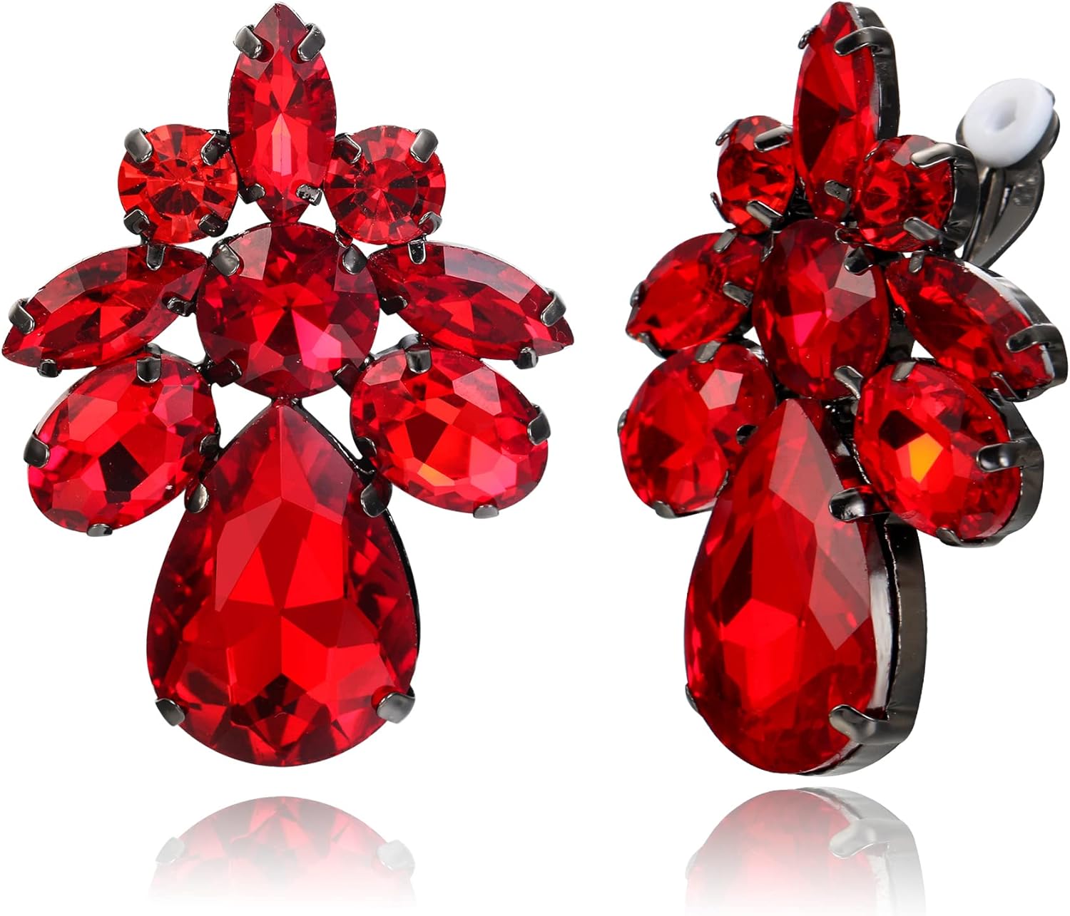 Detalle de Clearine Clips d'oreilles Boucles à Clip – goutte d'eau doré clair pour mariée et fête