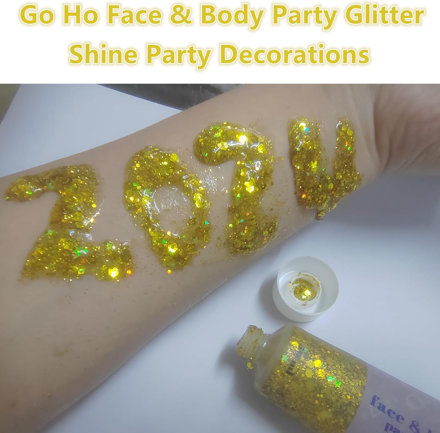 Thumbnail 4 de Go Ho Gold Face & Body Glitter (Mardi Gras Gold Holographic Chunky Sequins), 52g