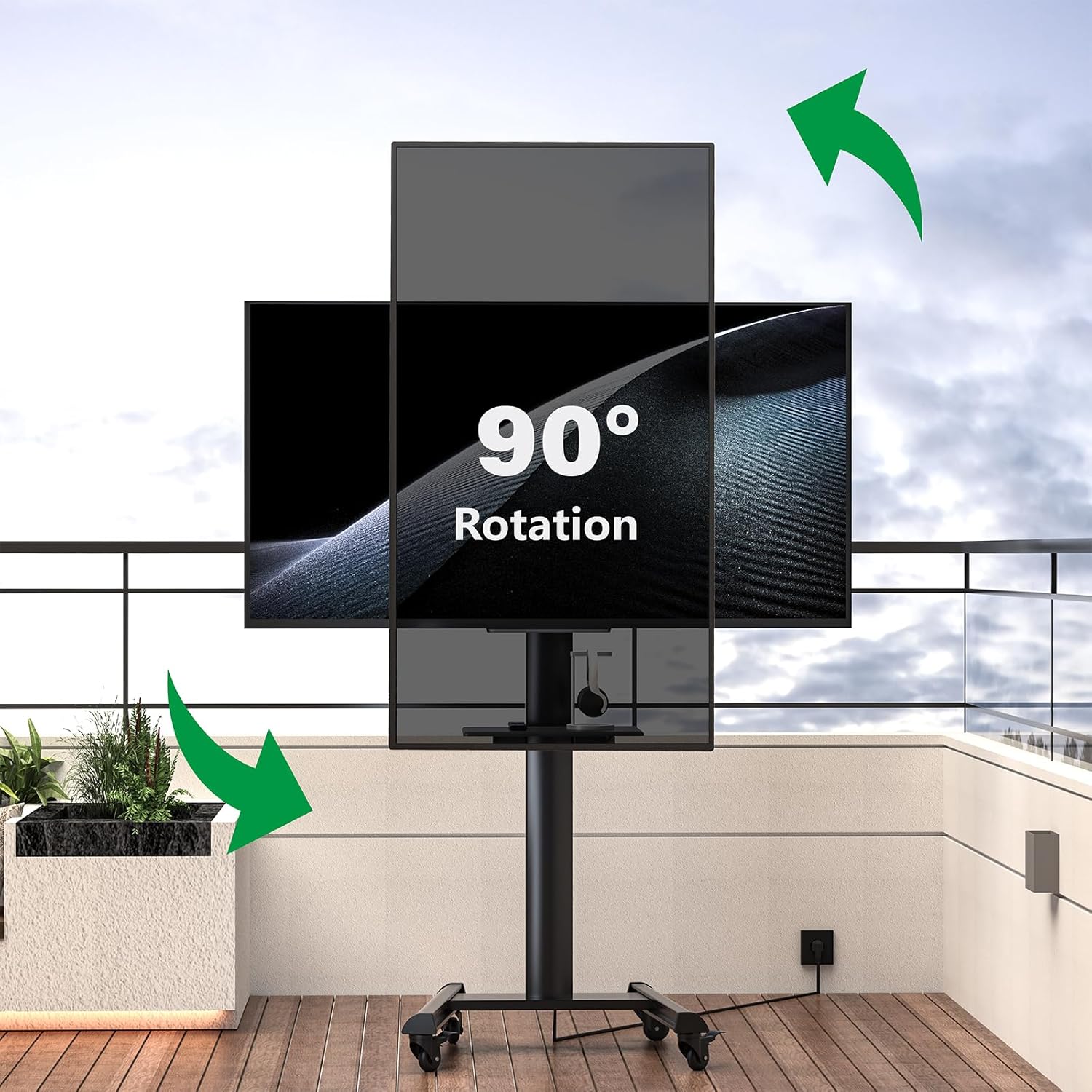 Thumbnail 4 de XTRARM Proton 500 supporto TV mobile con ripiano, prese di corrente e rotazione 90° (32–75"), fino a 40 kg