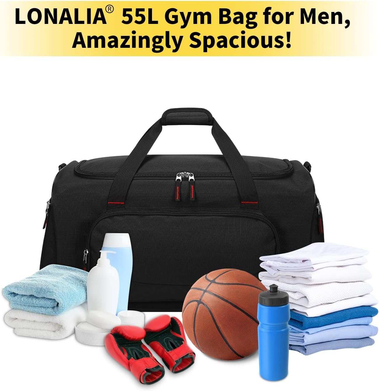 Detalle de LONALIA 55L gym duffle bag 22 inch holdall