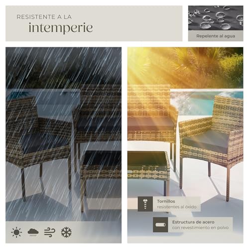 Thumbnail 6 de tectake Conjunto Jardín Ratán 4