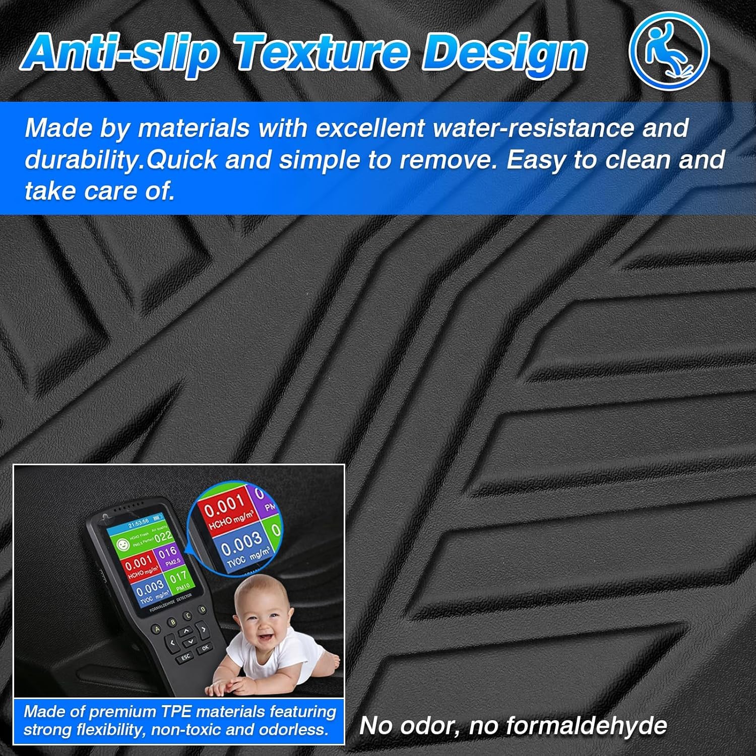 Detalle de F-150 Floor Mats for 2015-2026 Ford F-150 / F-150 Lightning, SuperCrew Rear Seat Only - All Weather TPE Mats