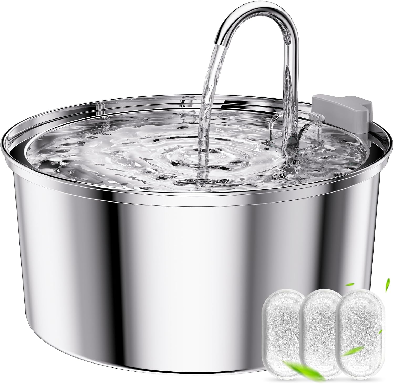 TOMXCUTE 3.2L Stainless Steel Cat Water Fountain with Upgraded Pump & Replacement Filters