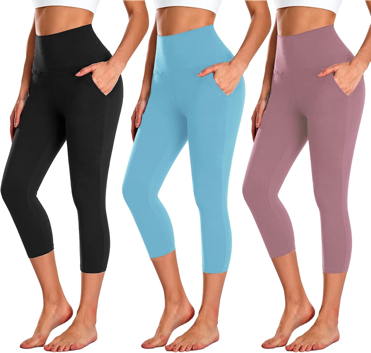 Thumbnail 5 de NEW YOUNG 3-Pack Capri Leggings with Pockets (High-Waisted Tummy Control)