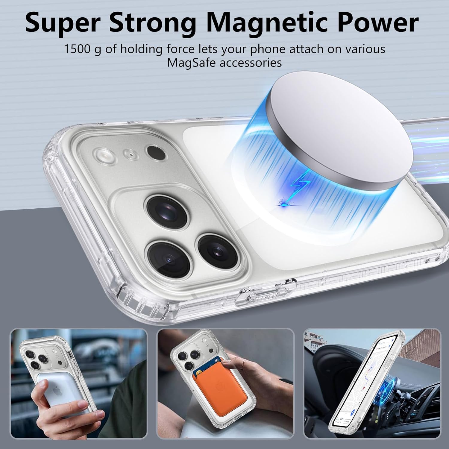 Thumbnail 2 de XTCASE Coque magnétique transparente pour iPhone 17 Pro – Protection 360° avec écran intégré