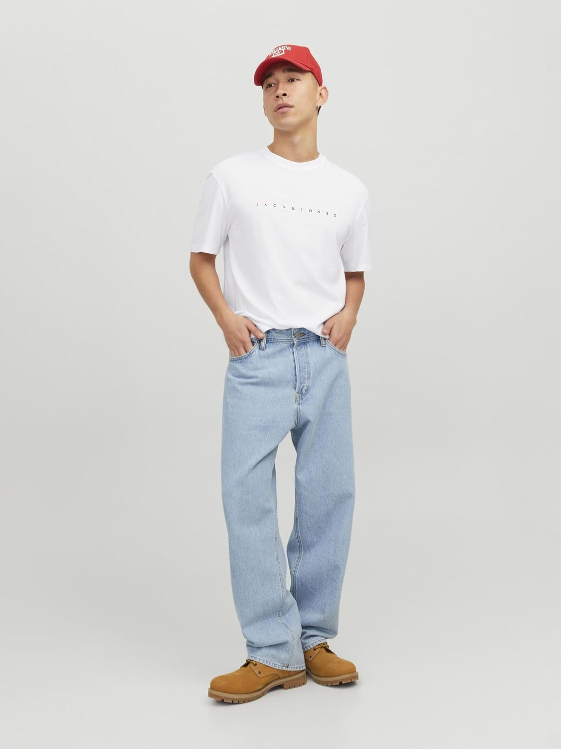 Detalle de Jack & Jones T-Shirt Logo Col Rond – T-shirt coton léger, coupe ample